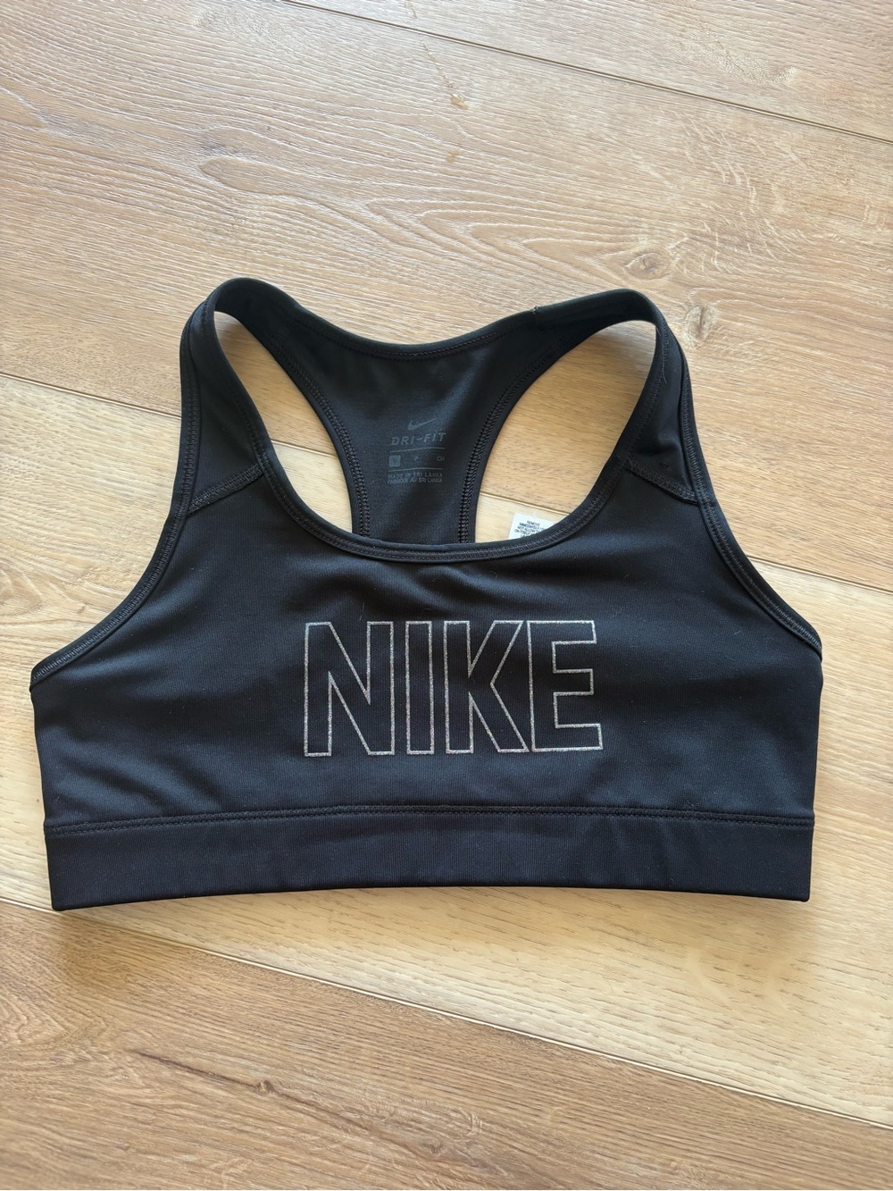 glitter front, Nike Women's Black Dri-FIT Sports Bra, small EUC ✨
